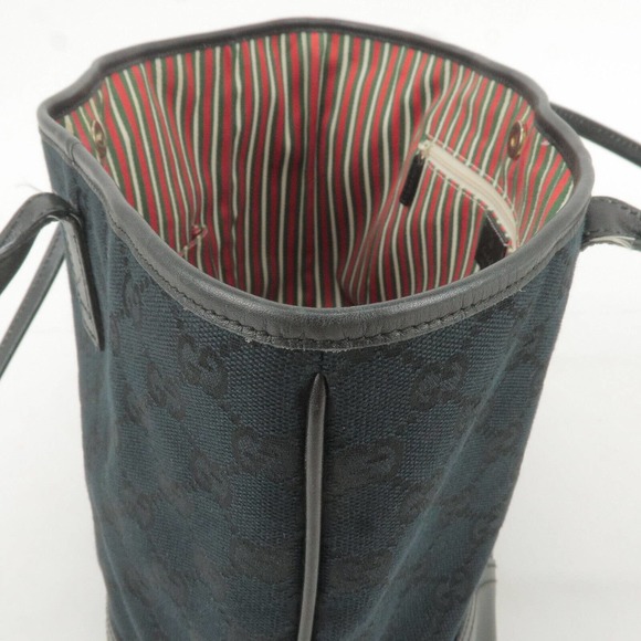 💎✨BEAUTIFUL✨💎 GUCCI Tote Bag Black GG Canvas Leather - Picture 14 of 16